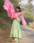 Bagh Mint Green Front Panel Puckering Kurta