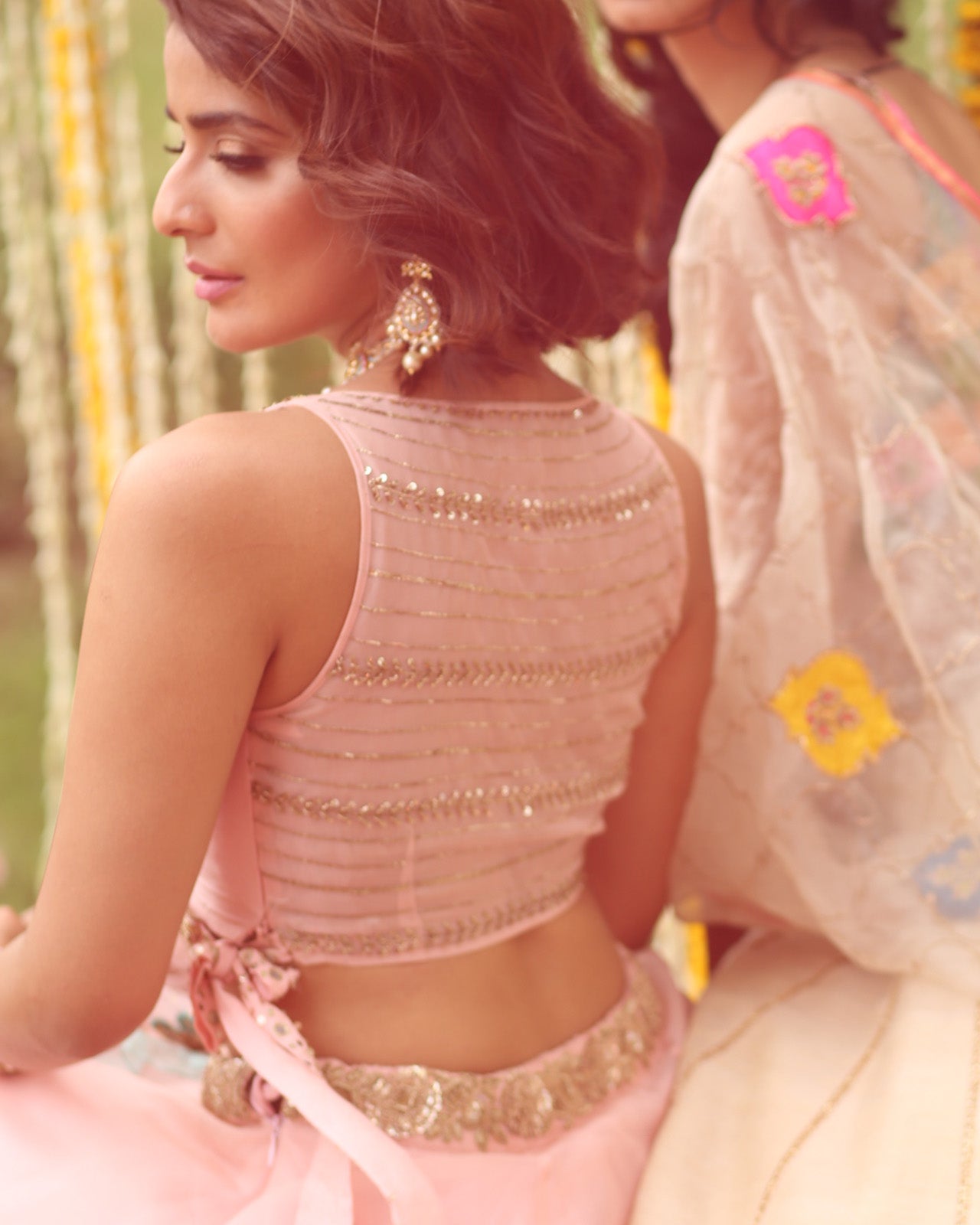 Pastel Pink Organza Lehenga