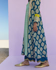 Winted Edit Teal Blue - Powder Blue Printed Panel Kurta Set