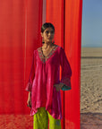 Fushia - B. Lime  A-Line Kurta Set