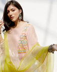 Firdaus Pastel Pink Side yoke Kurta