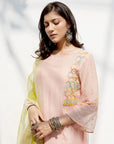 Firdaus Pastel Pink Side yoke Kurta