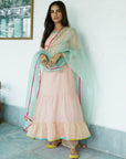 Firdaus Pastel Pink Tiered Kurta set