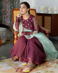 Firdaus Wine Anarkali Set