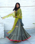 Firdaus Olive Green Gharara Set