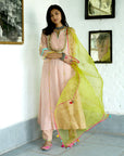 Firdaus Pastel Pink Sequence Yoke Kurta Set