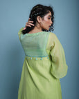 Life In Pink Sunny Green Side Panel Kurta Set