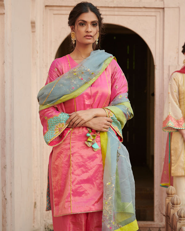 Zahra Ice Blue Check Star Dupatta
