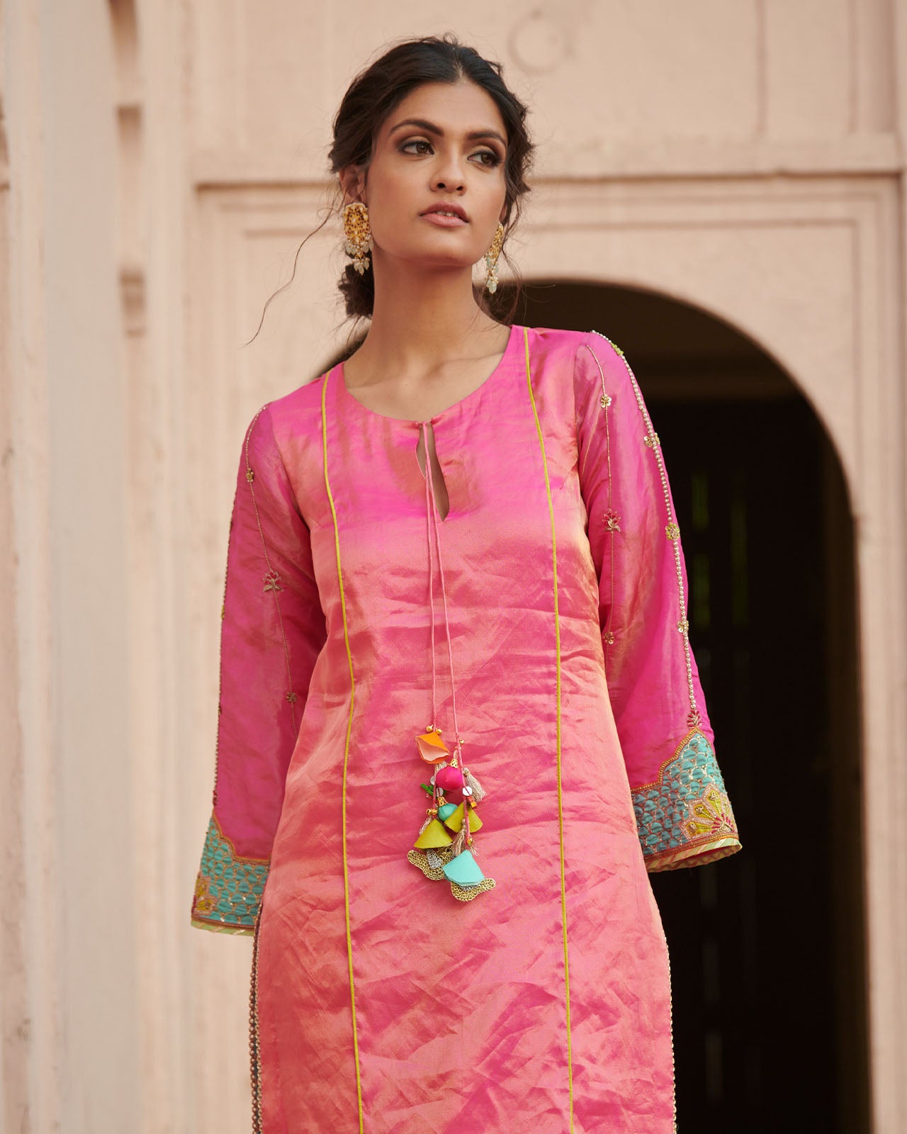 Zahra Hot Pink Bell Short Kurta Set