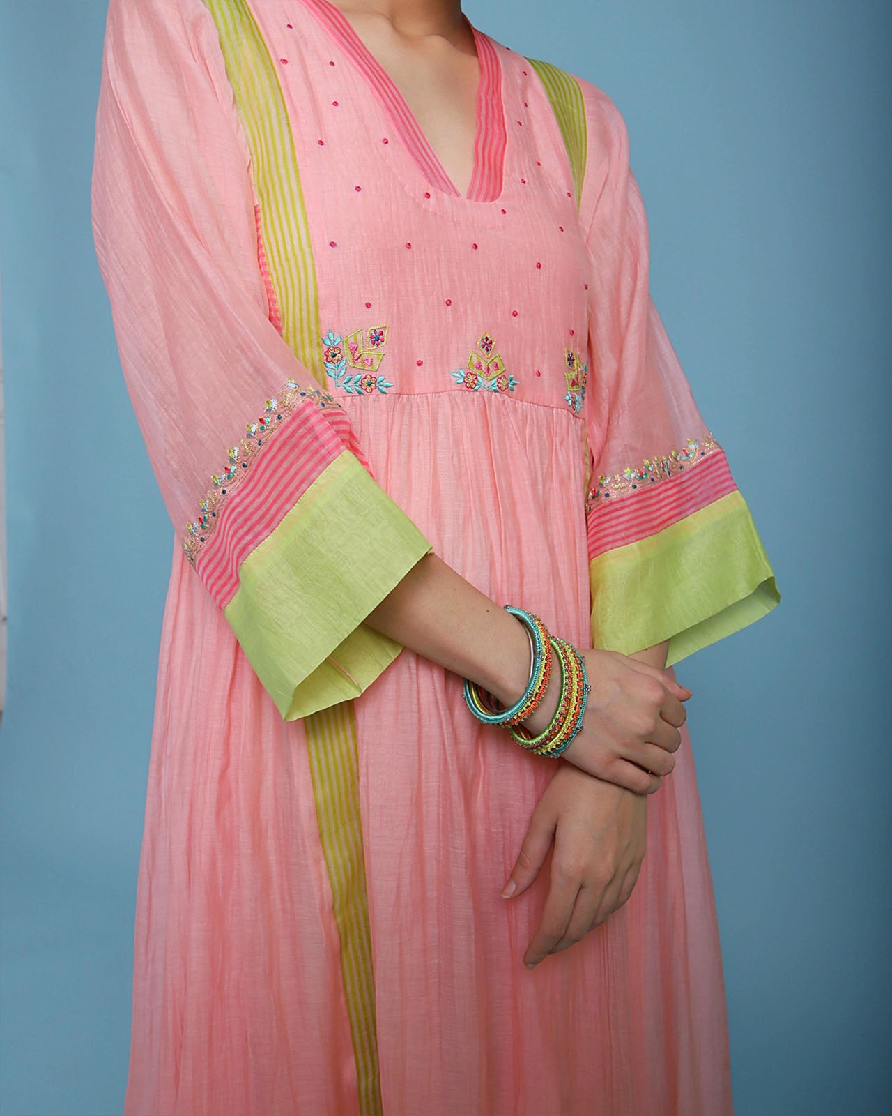 Life In Pink Blush Pink Side Puckering Kurta Set