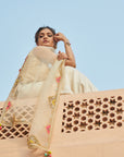 Zahra Ivory Golden Check Kurta Gharara Set