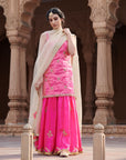 Zahra Hot Pink Check Kurta Gharara Set