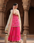 Zahra Hot Pink Check Kurta Gharara Set