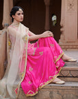 Zahra Hot Pink Check Kurta Gharara Set