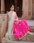 Zahra Hot Pink Check Kurta Gharara Set