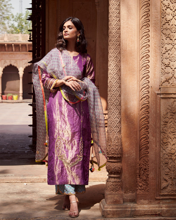 Zahra Purple Mughlai Kurta Set