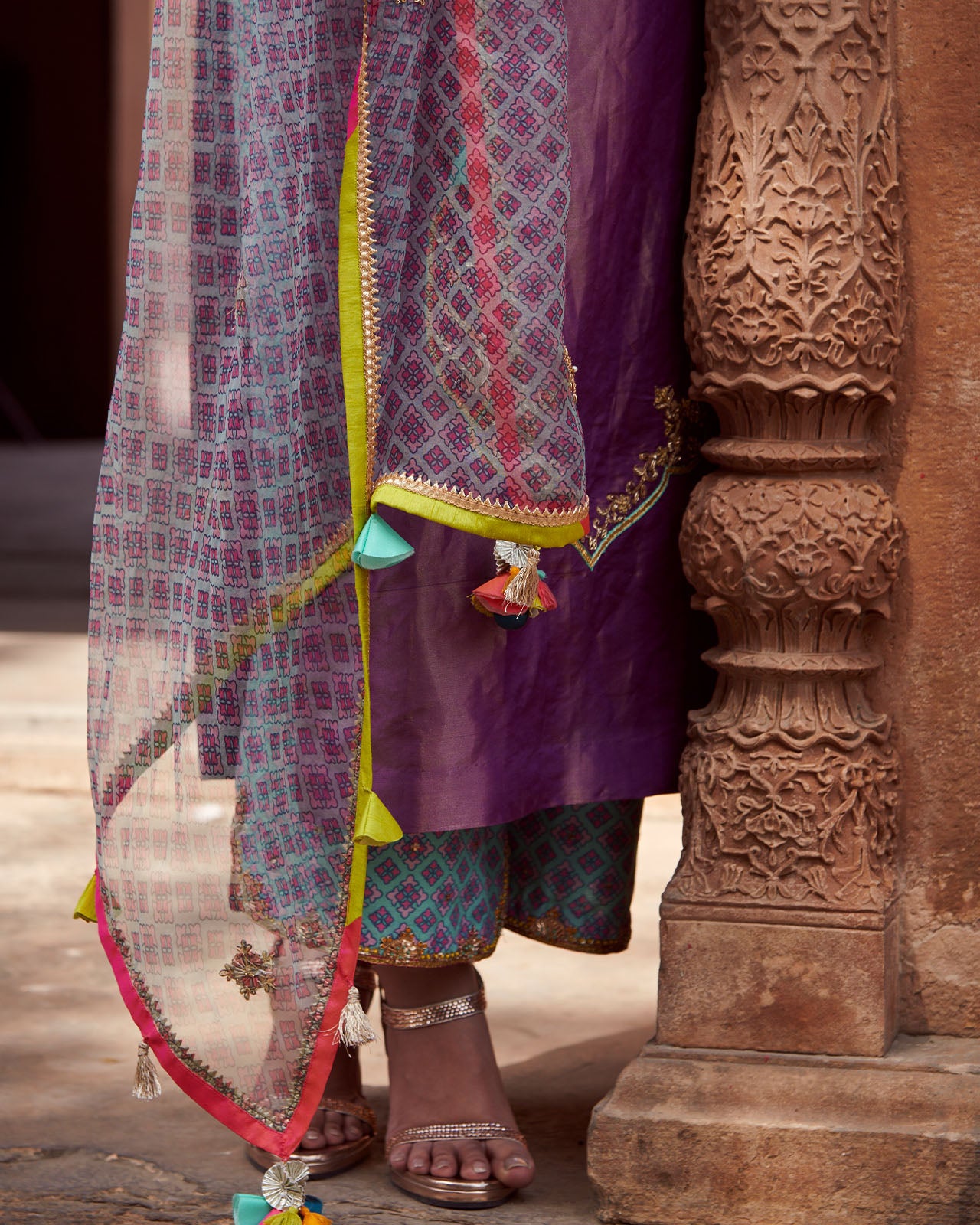 Zahra Purple Mughlai Kurta Set