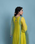 Life In Pink Yellow Side Puckering Kurta Set