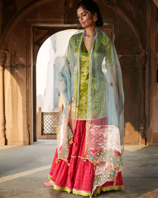 Zahra Ice Blue Panel Dupatta
