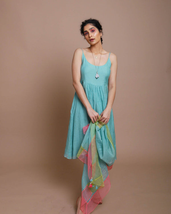Life in Pink chanderi dress with scarf
