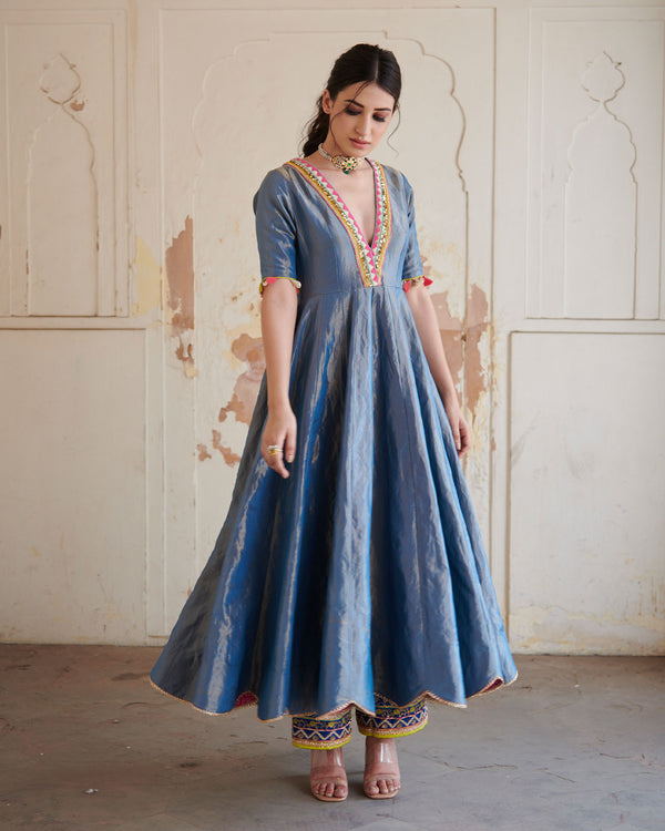 Zahra Moonlight Blue Anarkali Set