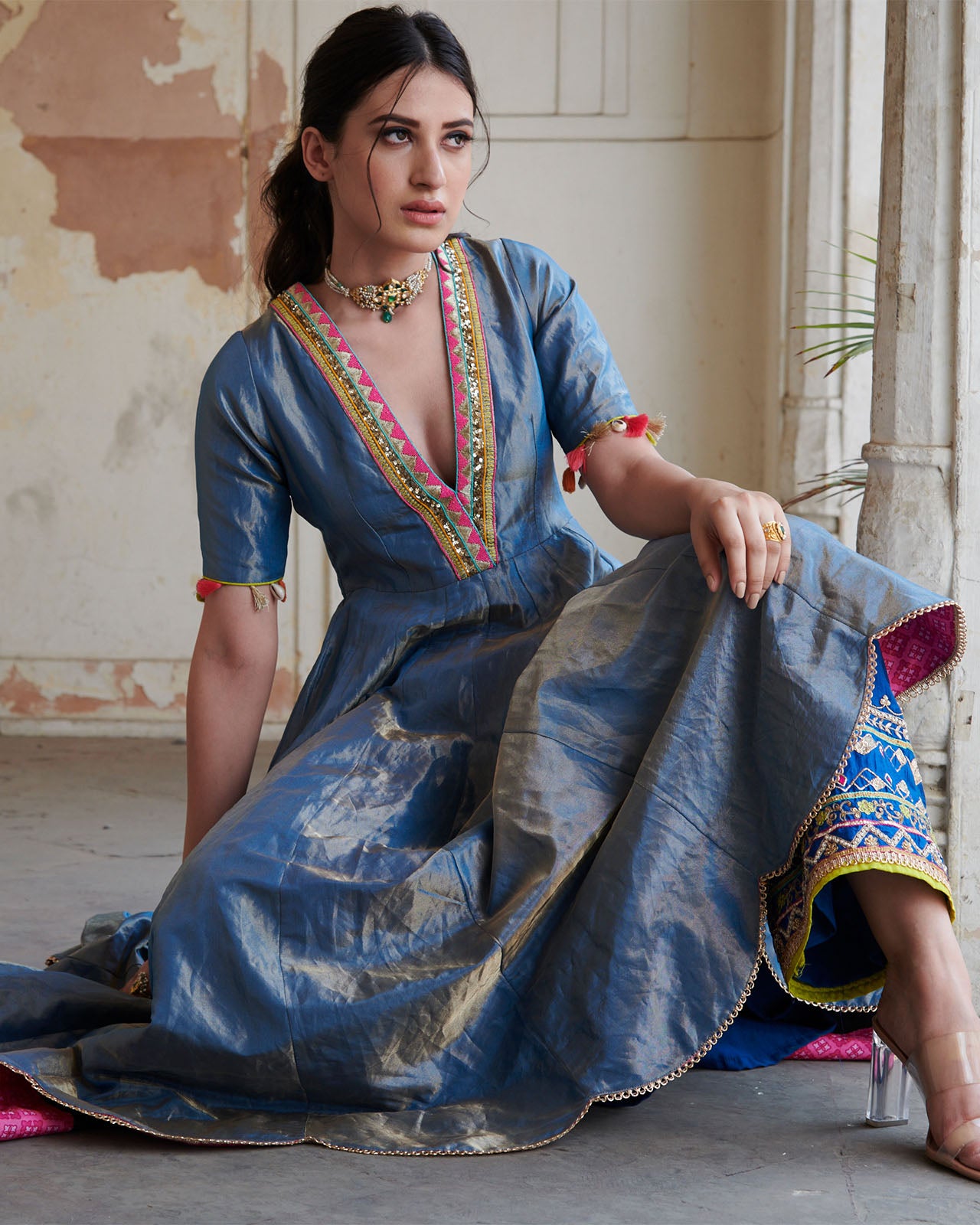 Zahra Moonlight Blue Anarkali Set