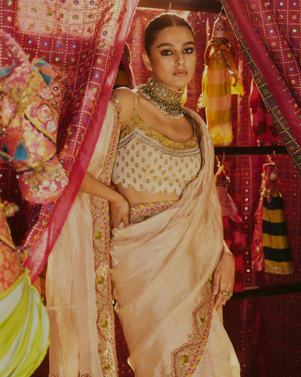 Khel Ivory Tissue Saree