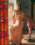 Khel Pastel Pink Pearl Sprinkle Tissue Saree