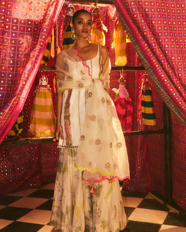 Khel Ivory Gharara Set