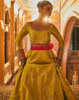 Khel Yellow Printed Tissue Anarkali