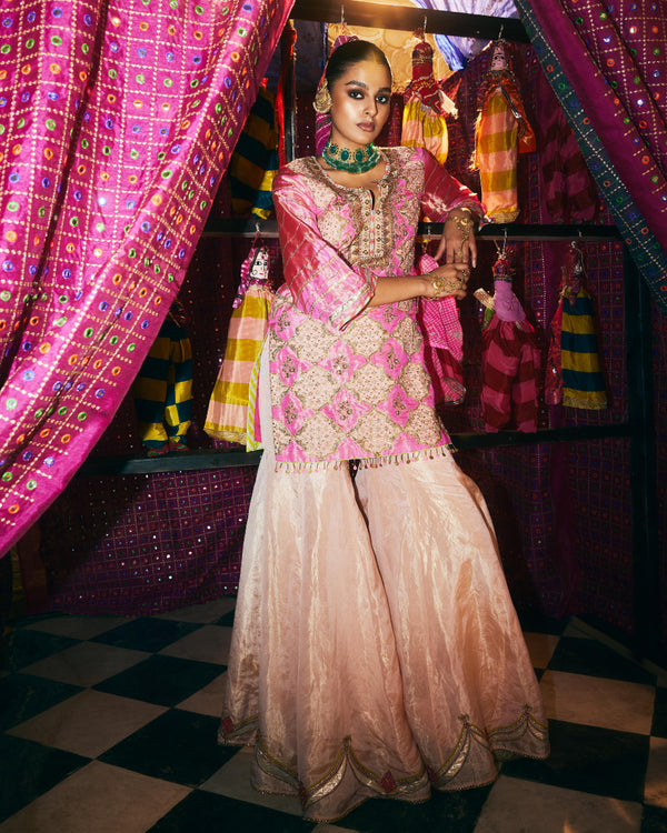 Khel Hot Pink Gharara Set