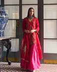 After Hours Red-Magenta Embroidered Silk Gharara Set