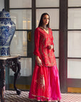 After Hours Red-Magenta Embroidered Silk Gharara Set