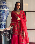 After Hours Red-Magenta Embroidered Silk Gharara Set