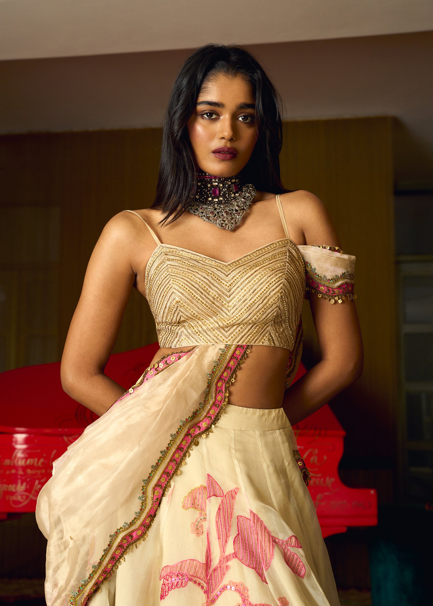 After Hours Ivory Embroidered Lehenga Set