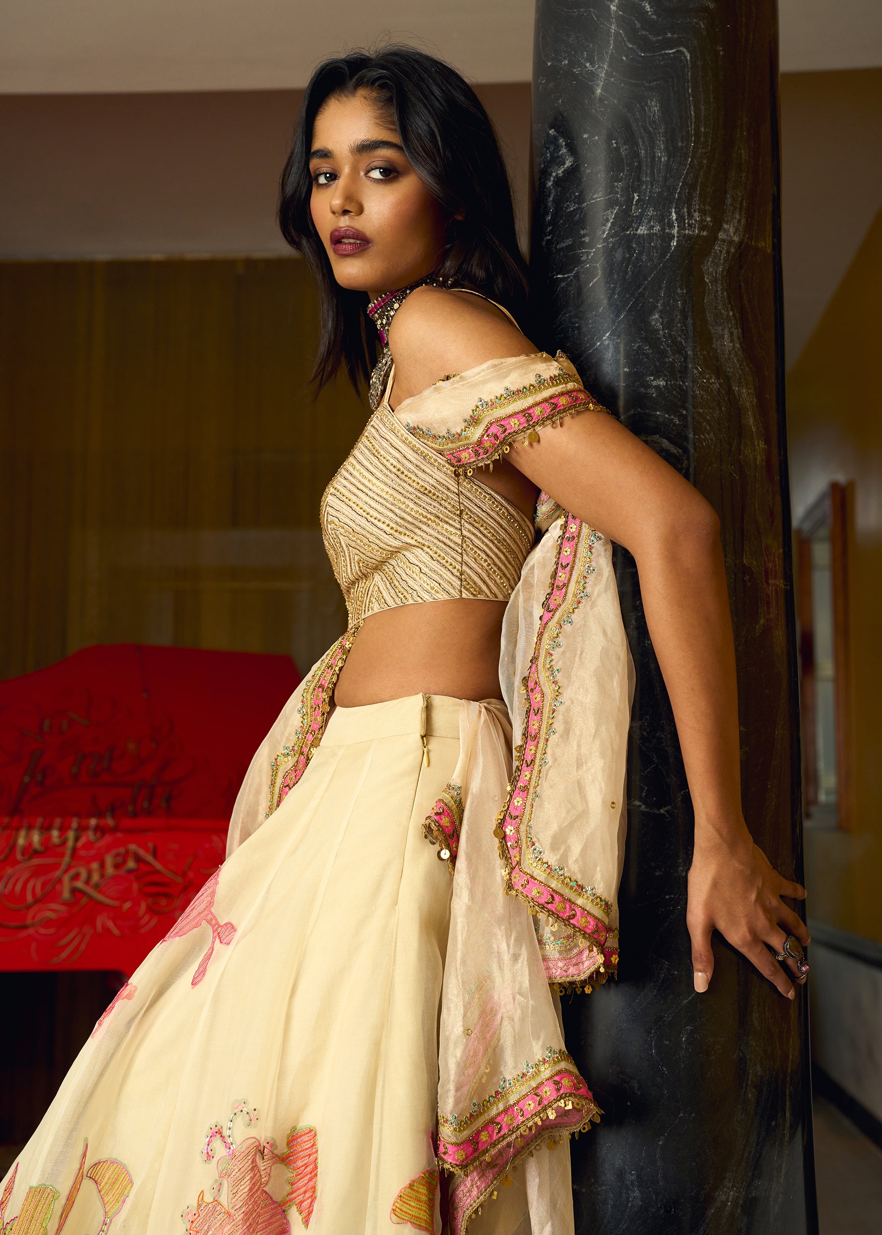 After Hours Ivory Embroidered Lehenga Set
