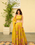 After Hours Yellow Embroidered Organza Lehenga Set