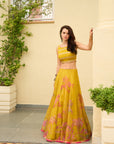 After Hours Yellow Embroidered Organza Lehenga Set