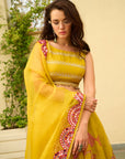 After Hours Yellow Embroidered Organza Lehenga Set