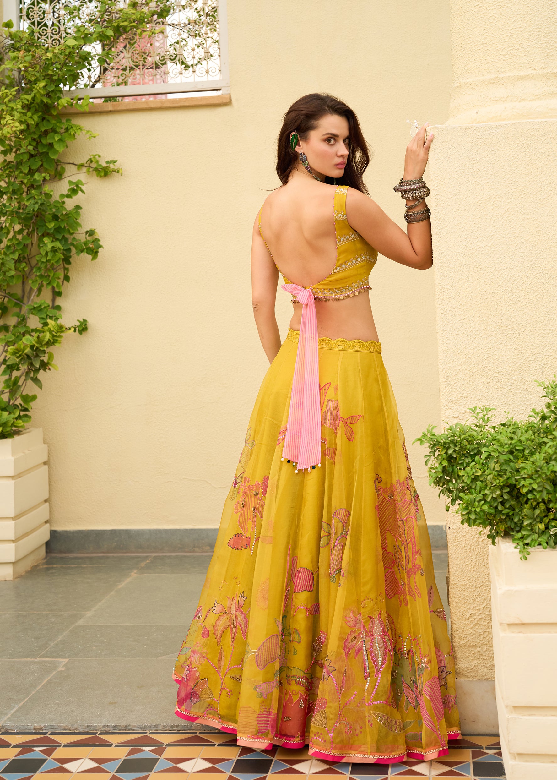After Hours Yellow Embroidered Organza Lehenga Set
