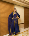 After Hours Purple Embroidered Silk Gharara Set