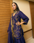 After Hours Purple Embroidered Silk Gharara Set