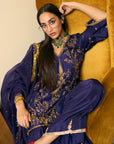 After Hours Purple Embroidered Silk Gharara Set