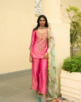 After Hours Hot Pink Tissue Boota Yoke Kurta Set