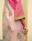 After Hours Hot Pink Tissue Boota Yoke Kurta Set