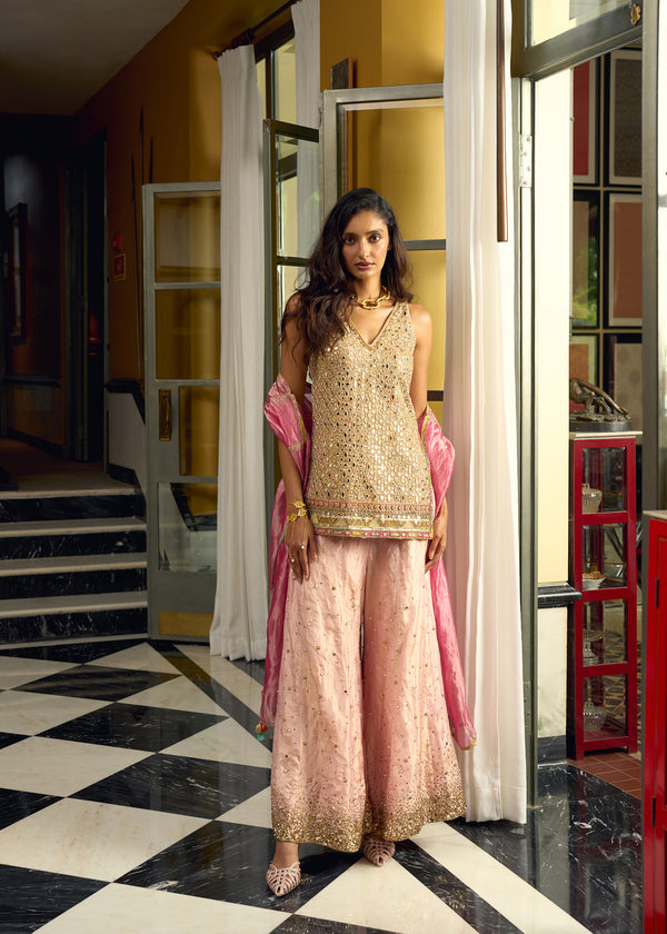 After Hours Nude Pink Mirror Sharara Set