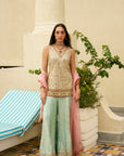 After Hours Sea Green Mirror Sharara Set