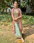 Sanjana Sanghi Sea Green Mirror Sharara Set