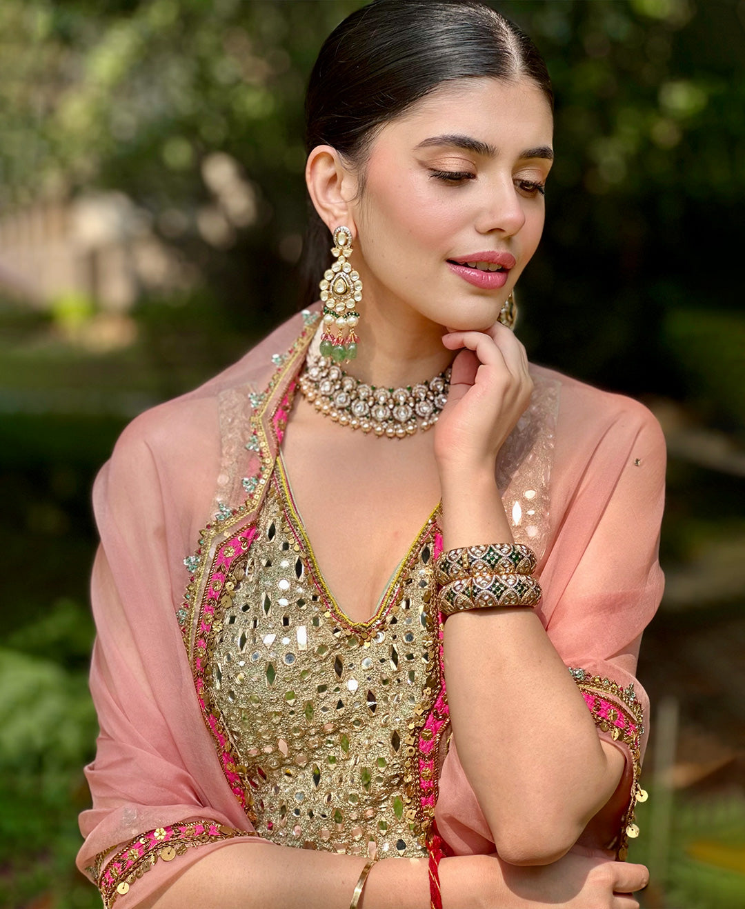 Sanjana Sanghi Sea Green Mirror Sharara Set