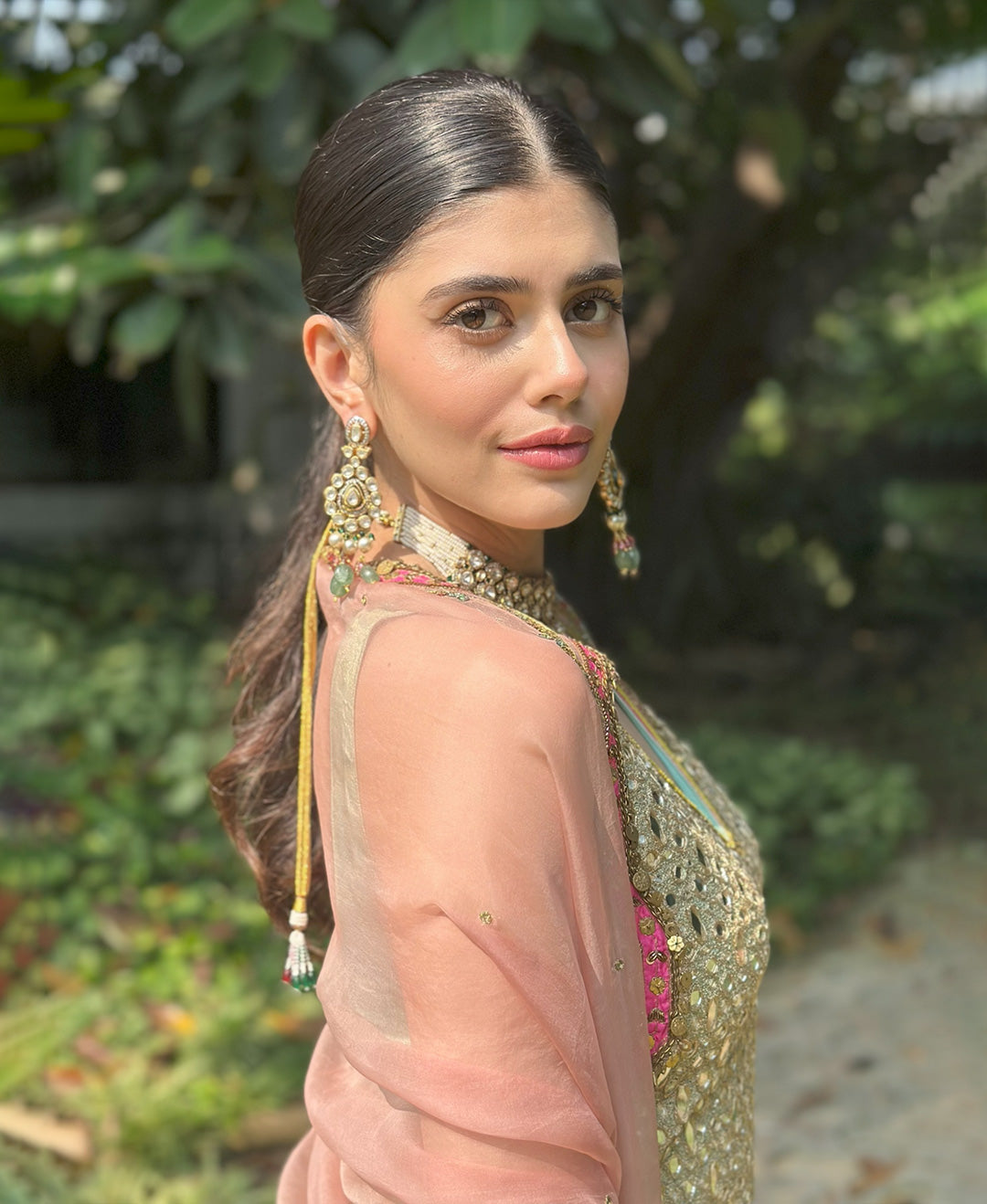 Sanjana Sanghi Sea Green Mirror Sharara Set